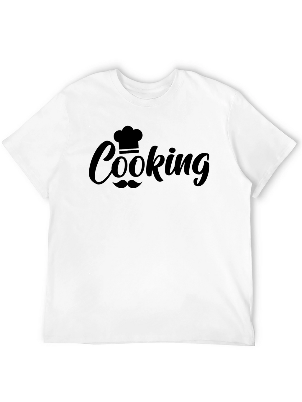 Cooking Chef Hat & Mustache Graphic Black T-Shirt