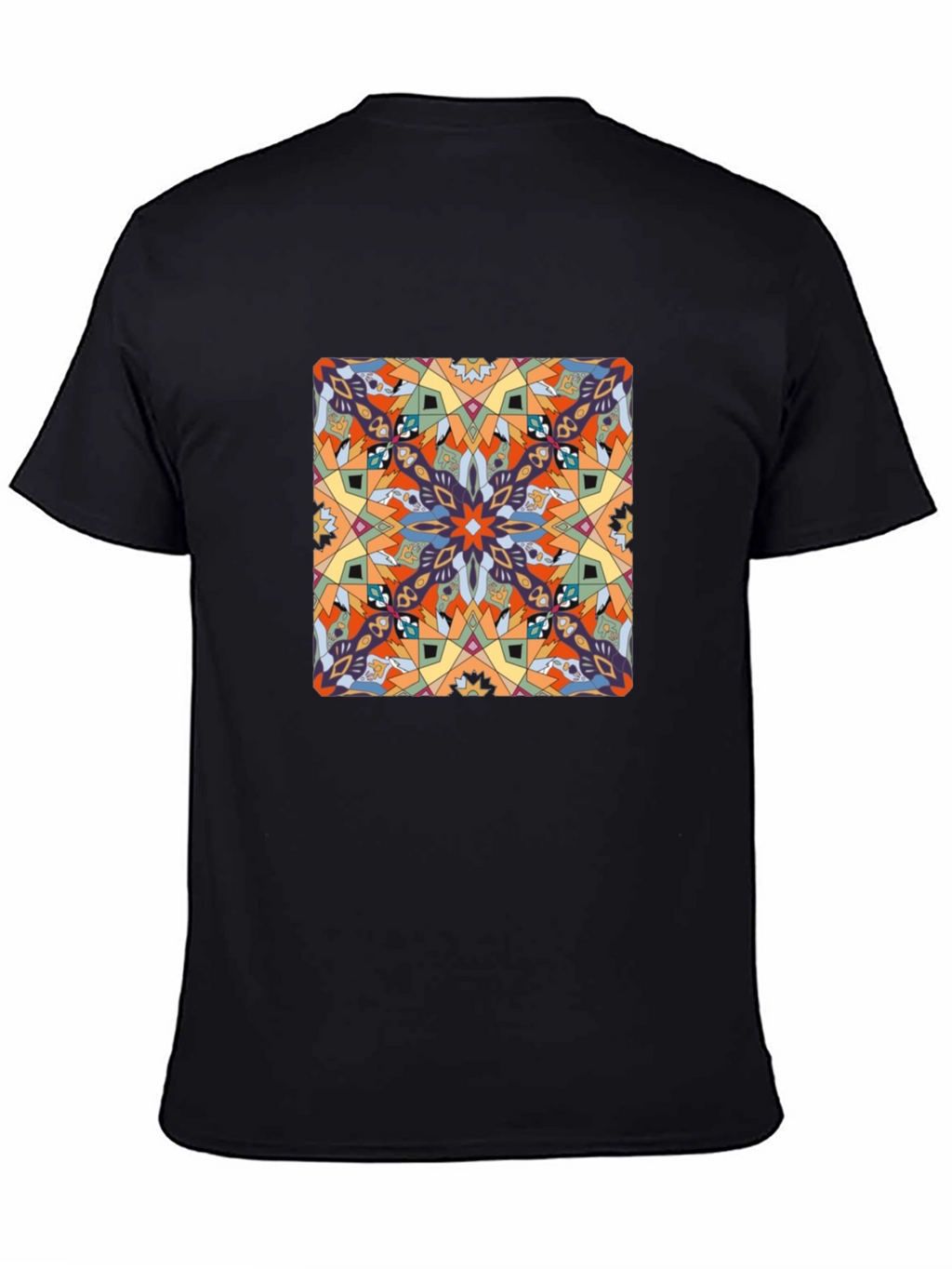 Abstract Pattern Graphic Print Tee - Black