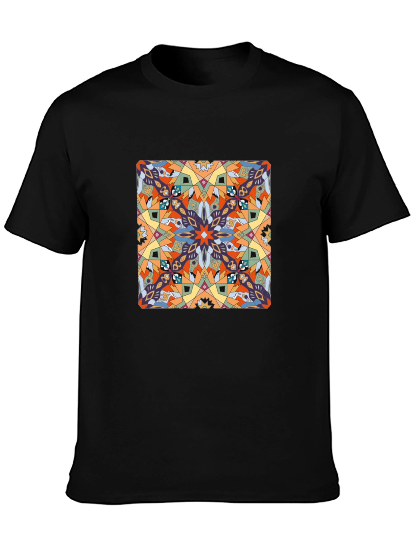Abstract Pattern Graphic Print Tee - Black
