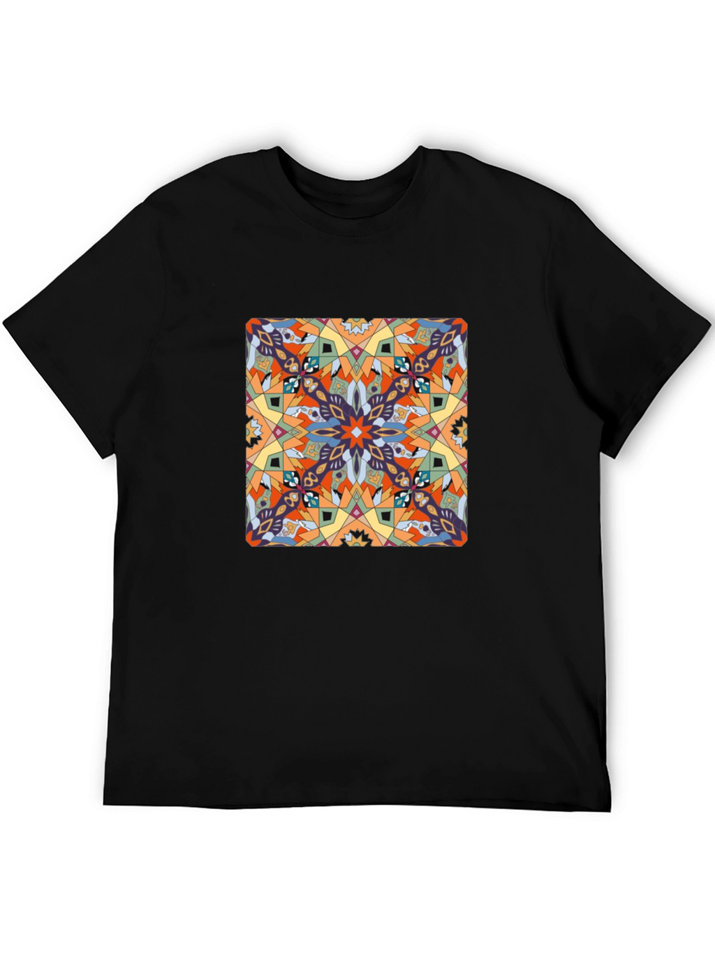 Abstract Pattern Graphic Print Tee - Black