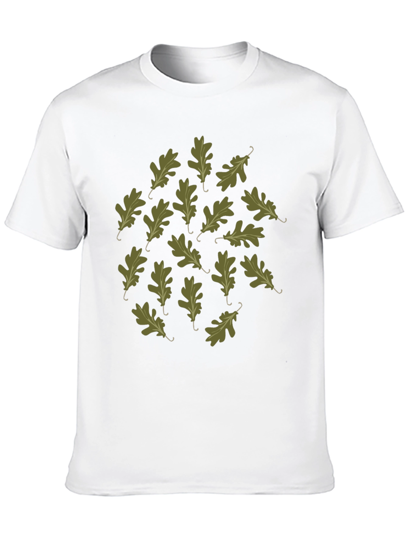 Oak Leaf Pattern Black T-Shirt