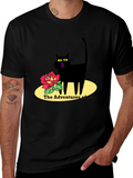 Adventures of Cat Graphic T-Shirt - Black