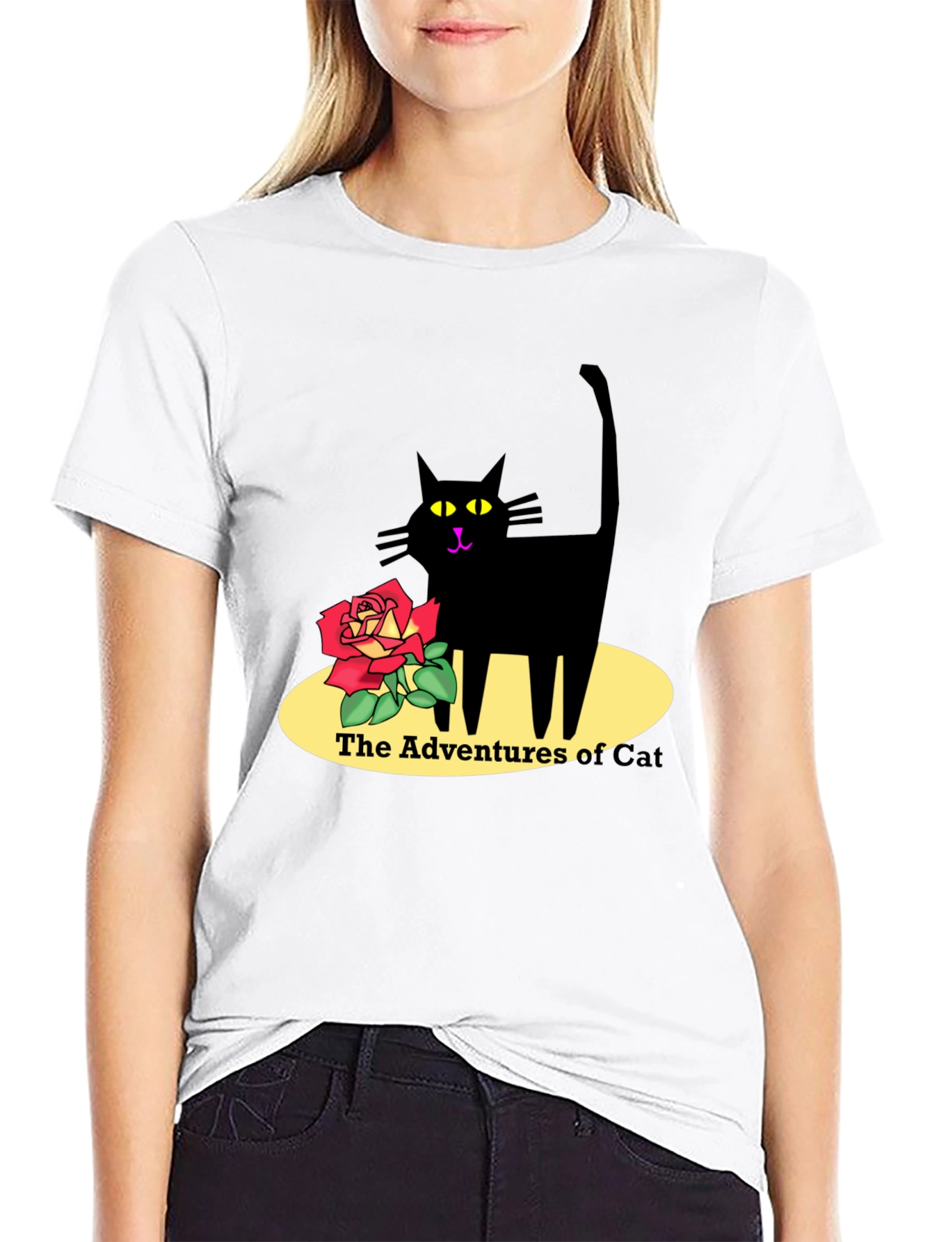 Adventures of Cat Graphic T-Shirt - Black