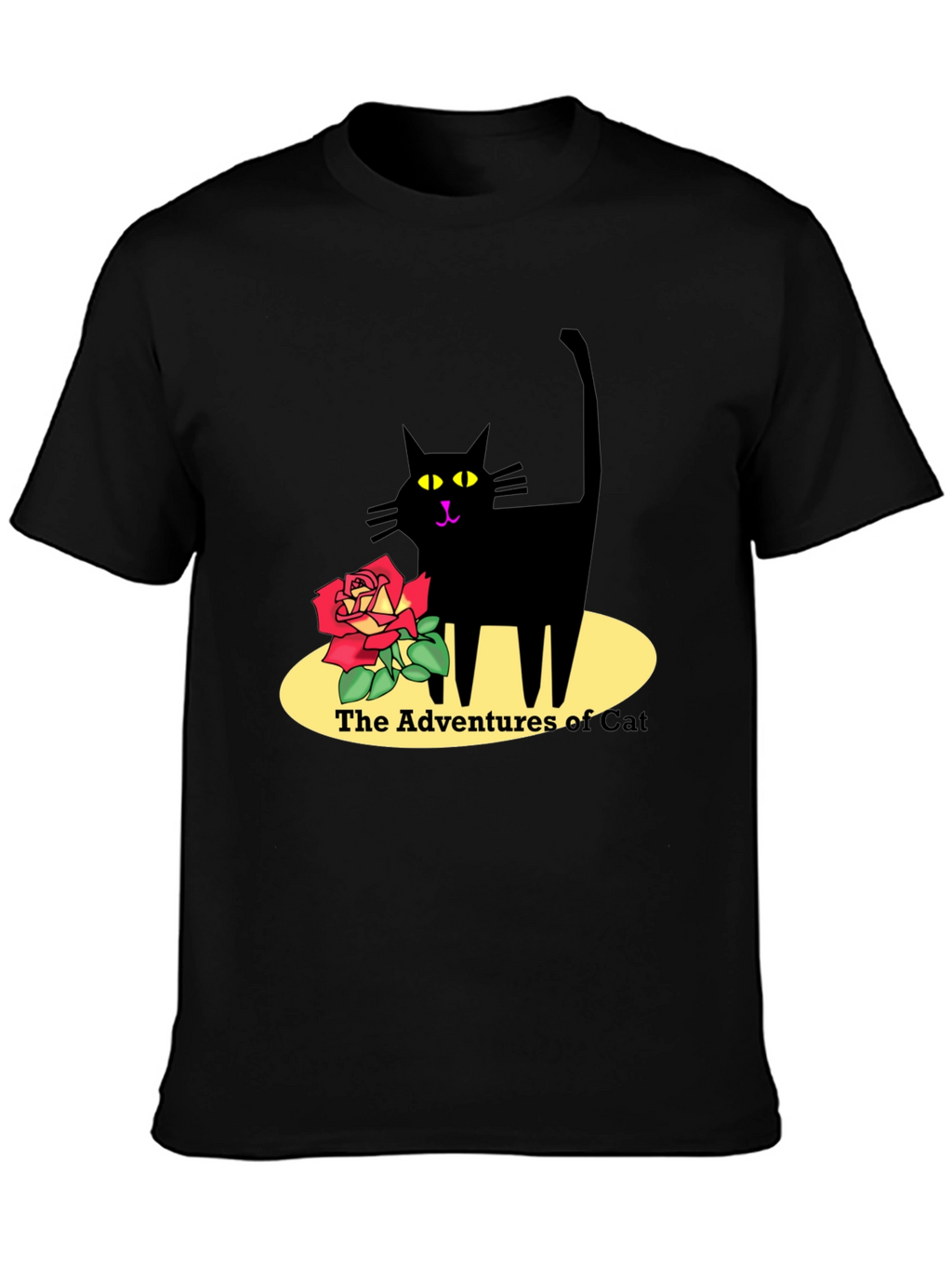 Adventures of Cat Graphic T-Shirt - Black