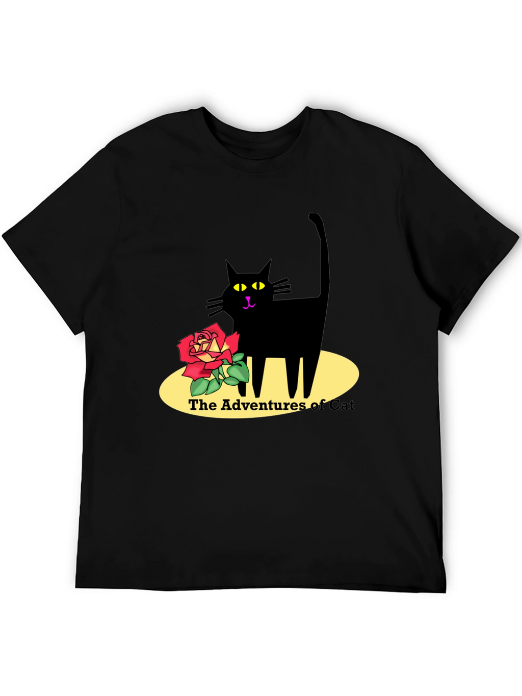 Adventures of Cat Graphic T-Shirt - Black