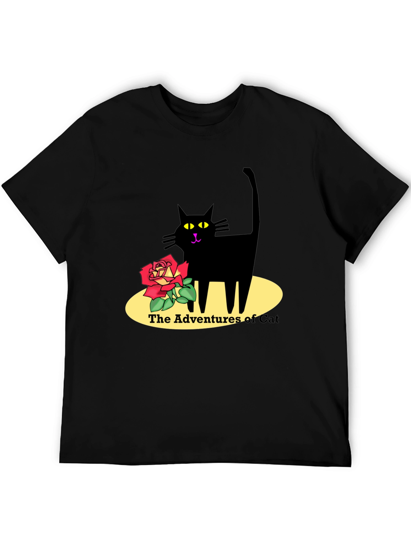 Adventures of Cat Graphic T-Shirt - Black