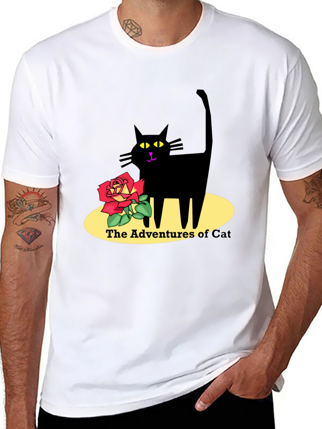 Adventures of Cat Graphic T-Shirt - Black