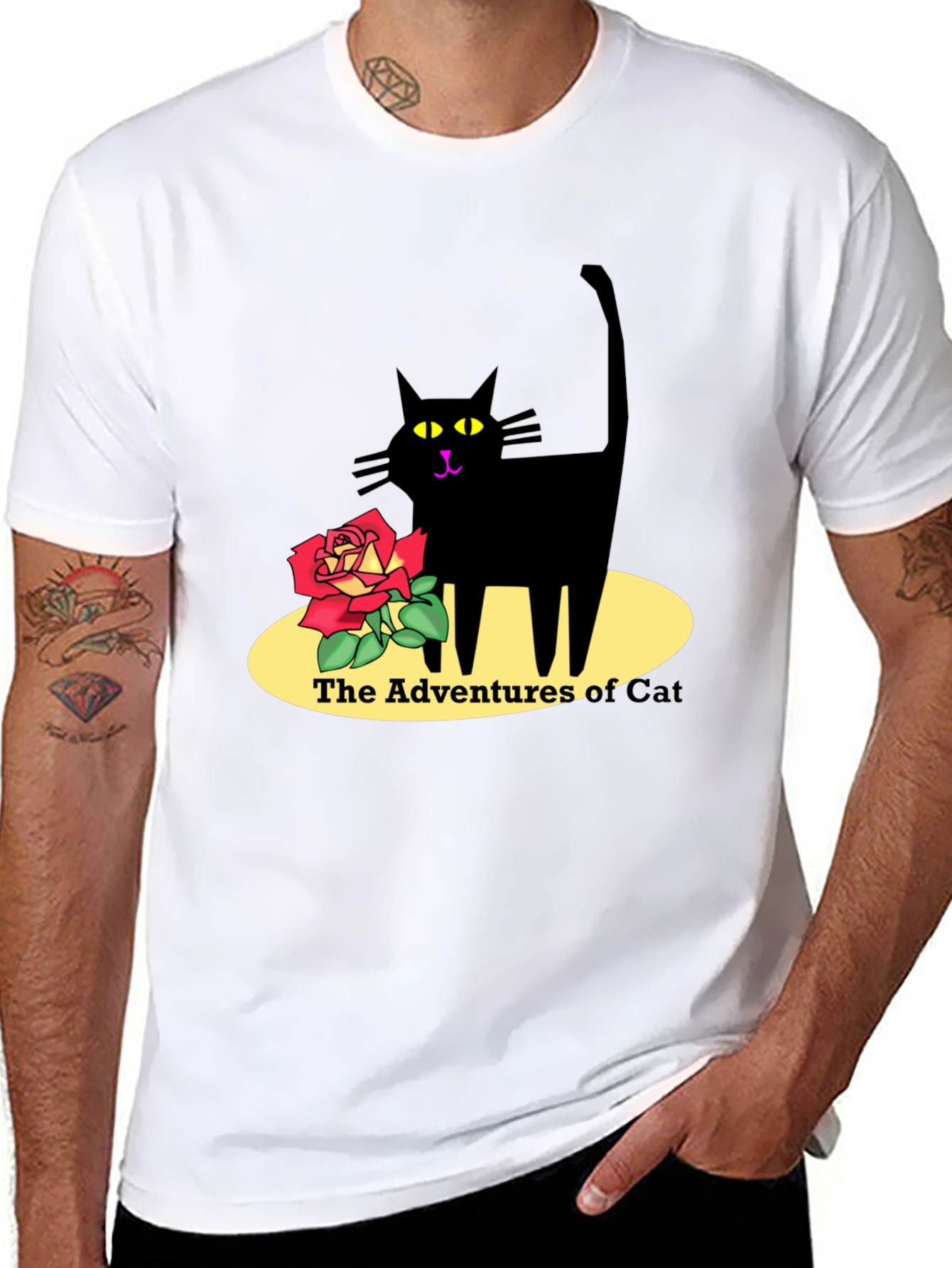 Adventures of Cat Graphic T-Shirt - Black