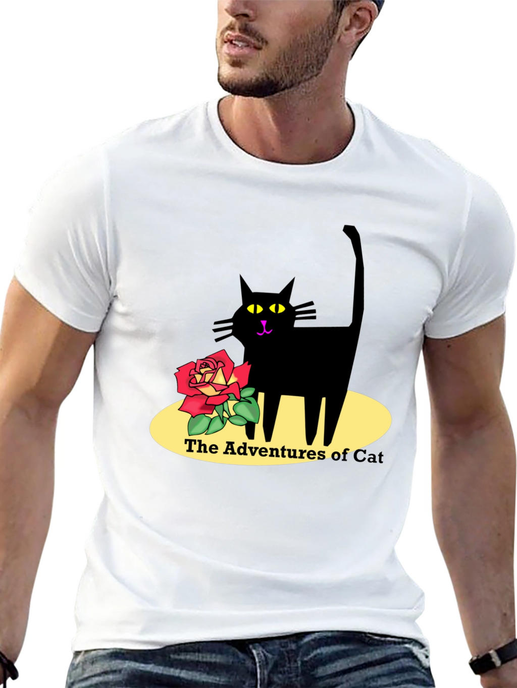 Adventures of Cat Graphic T-Shirt - Black