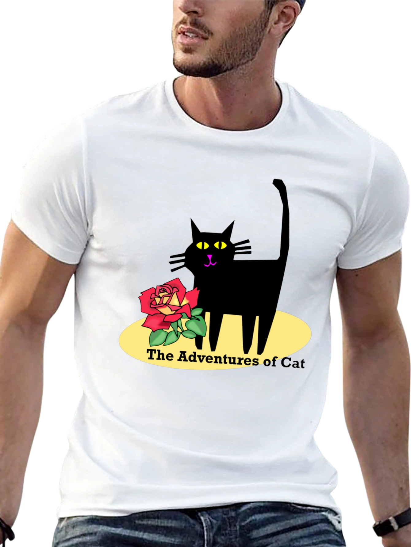 Adventures of Cat Graphic T-Shirt - Black