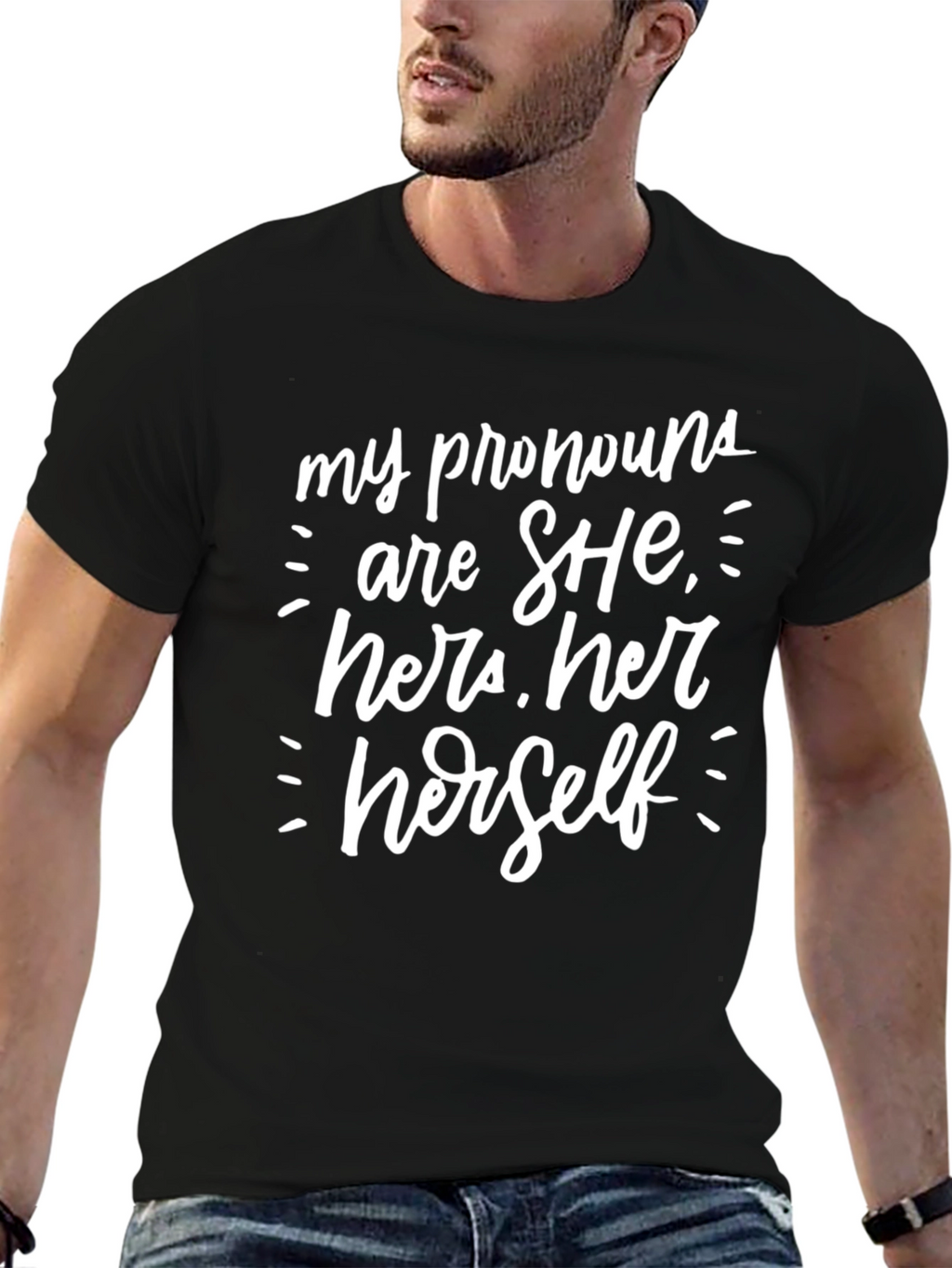 Pronoun Statement Tee - She Her Herself Graphic T-Shirt