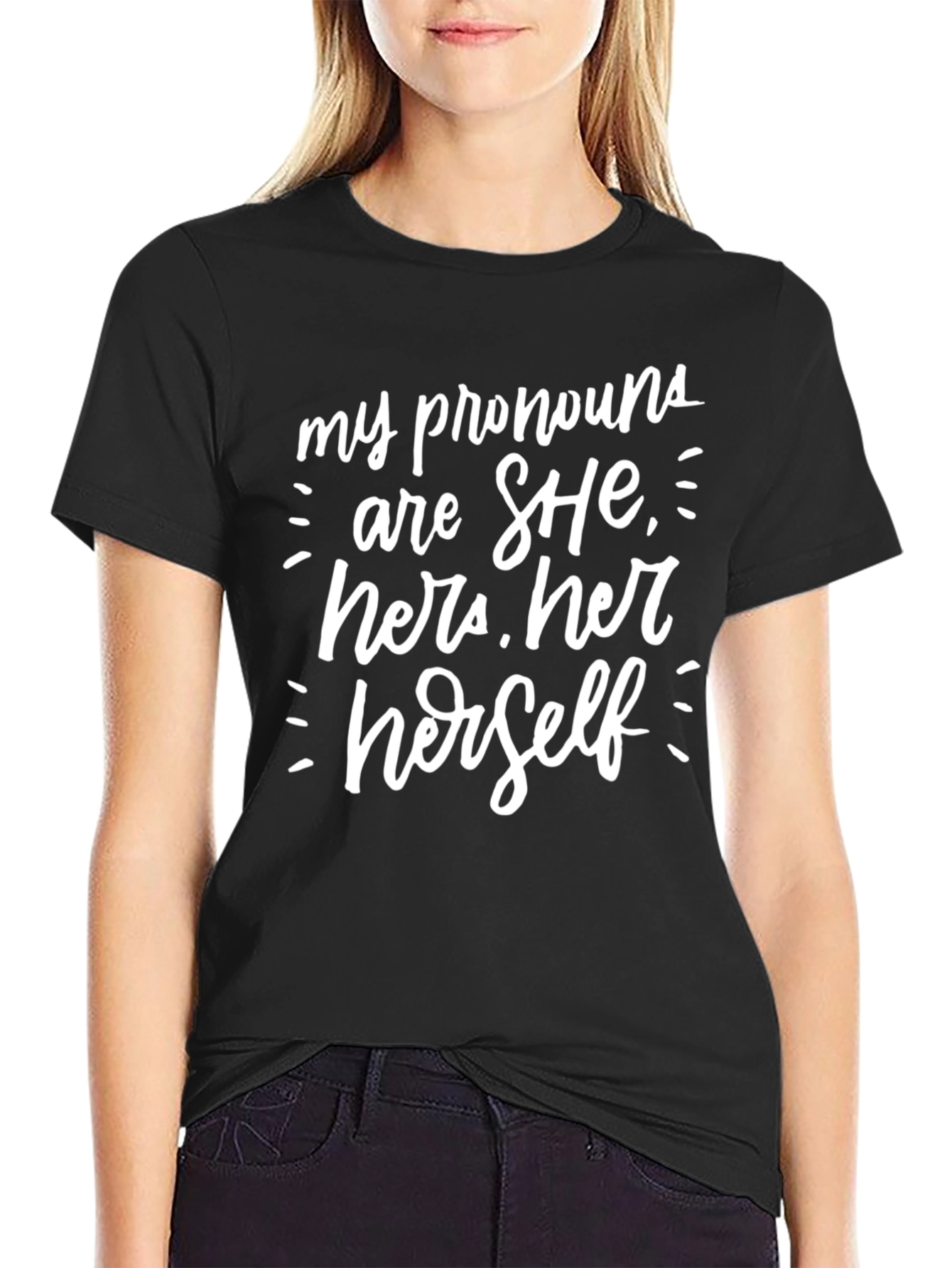 Pronoun Statement Tee - She Her Herself Graphic T-Shirt
