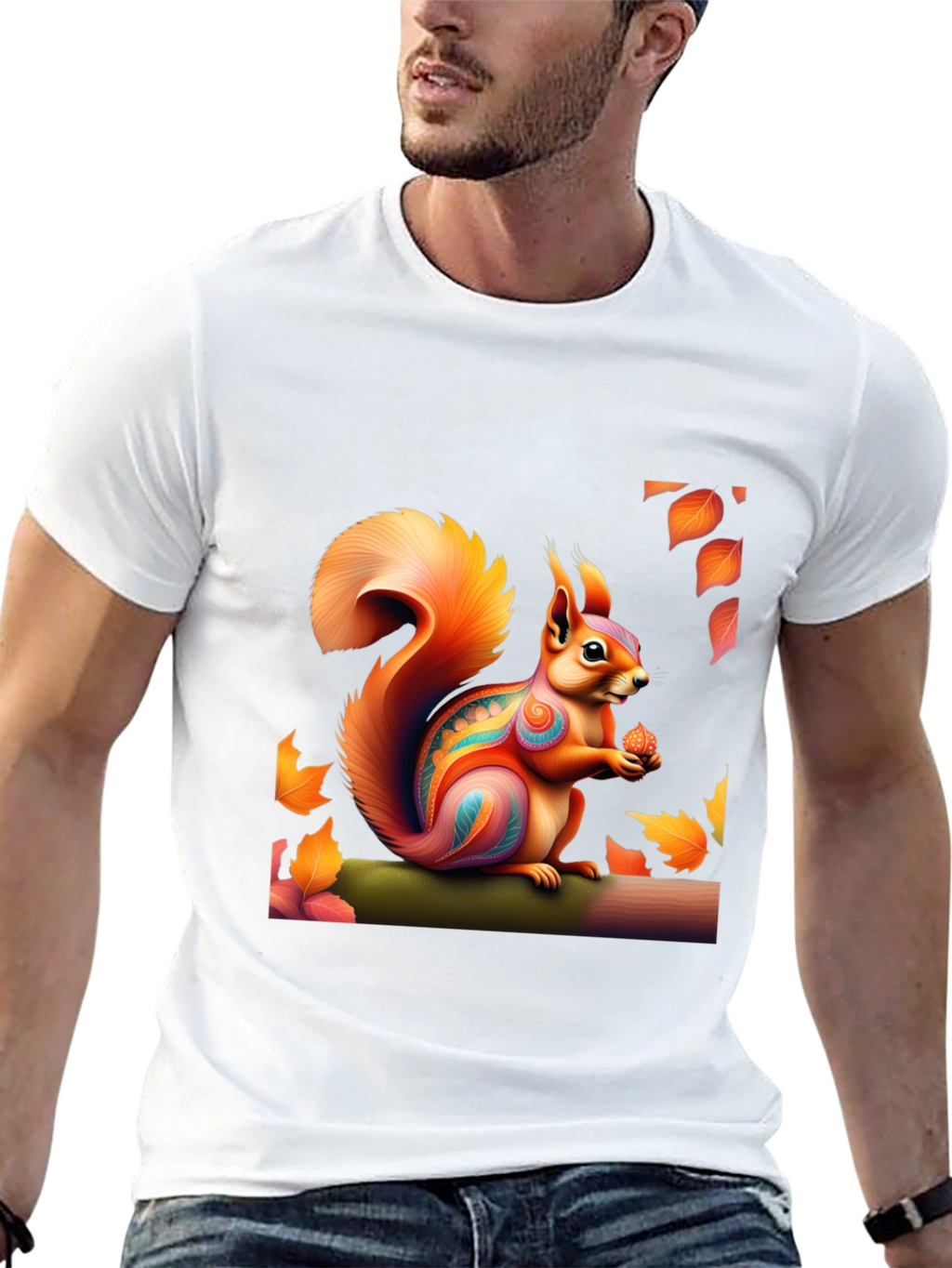 Squirrel Art T-Shirt - Nature Graphic Tee
