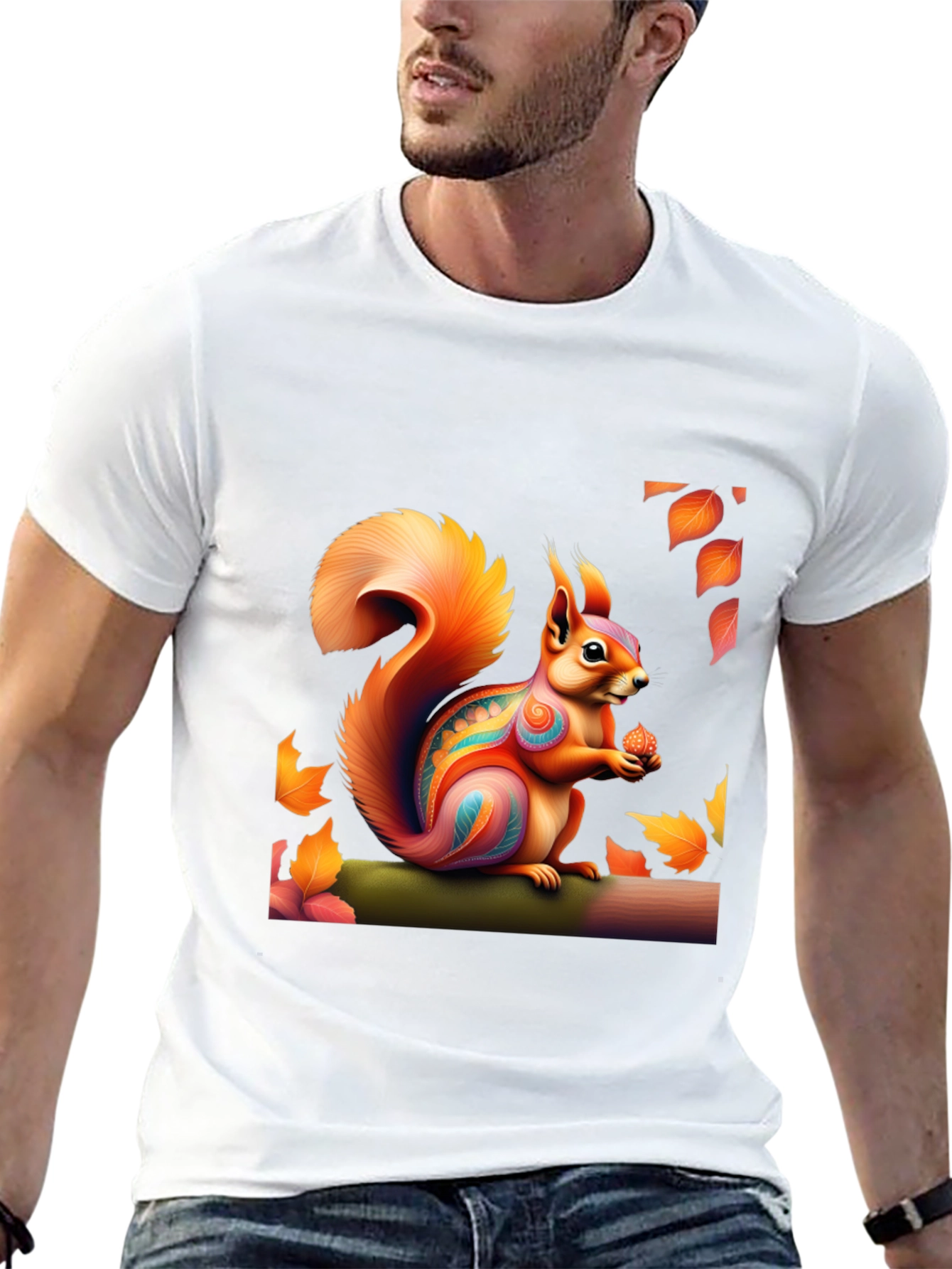 Squirrel Art T-Shirt - Nature Graphic Tee