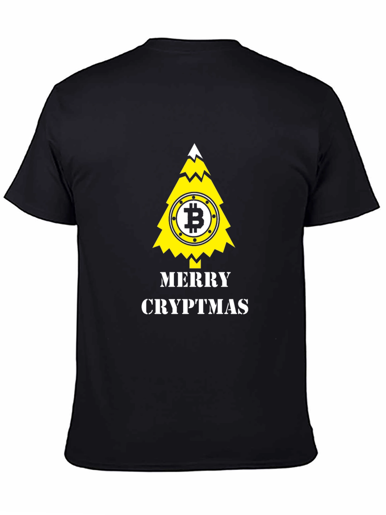 Merry Cryptmas Bitcoin Tree Black T-Shirt