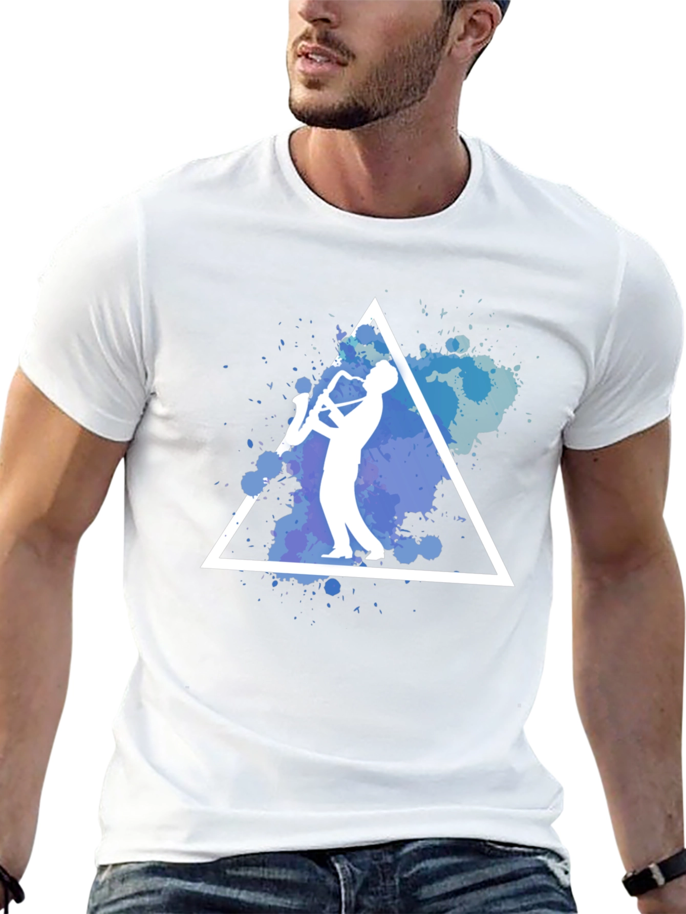Saxophone Triangle Graphic Print T-Shirt