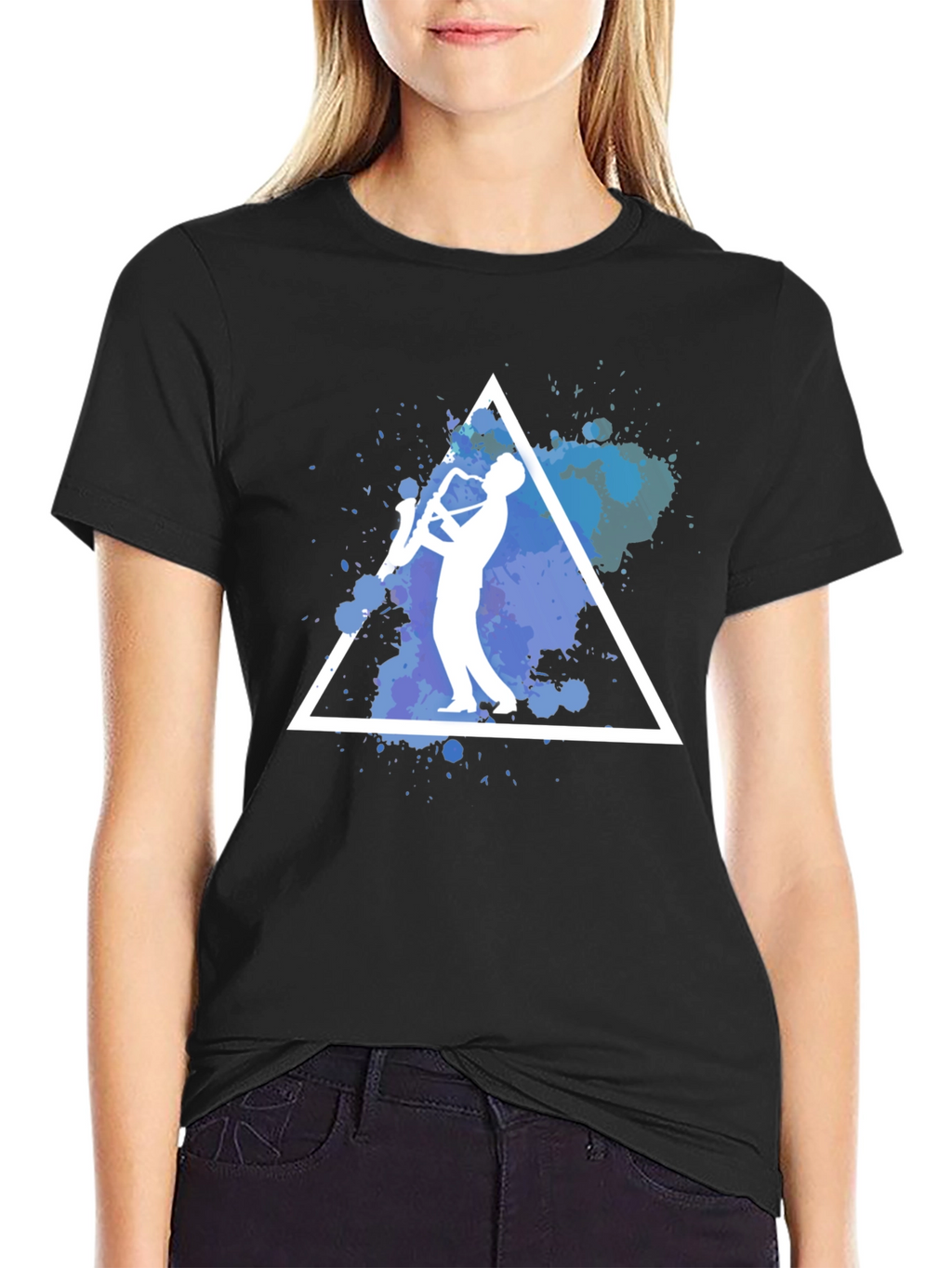 Saxophone Triangle Graphic Print T-Shirt