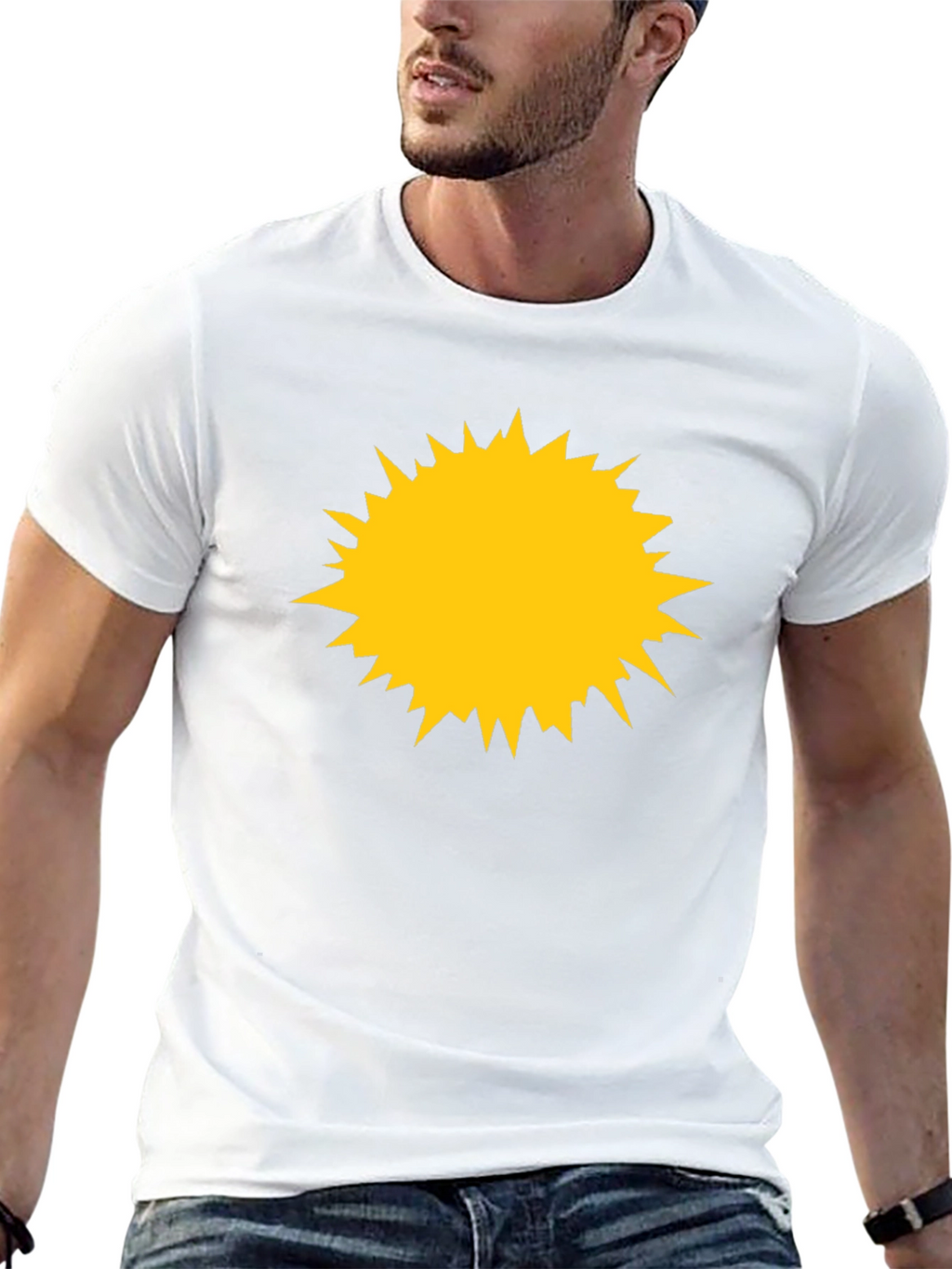 Black Tee with Yellow Starburst Design
