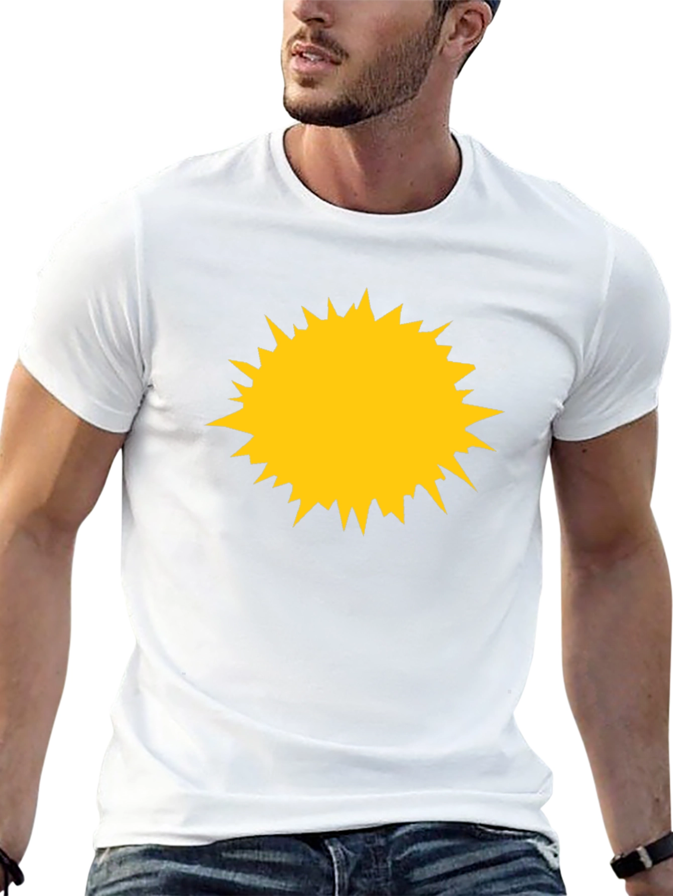 Black Tee with Yellow Starburst Design