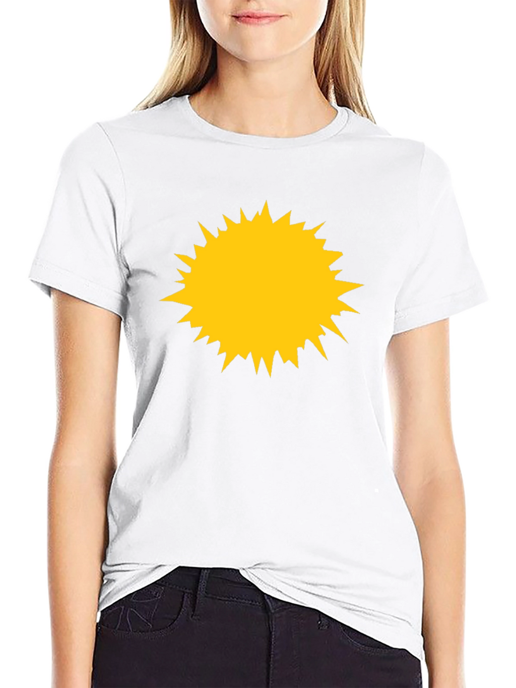 Black Tee with Yellow Starburst Design