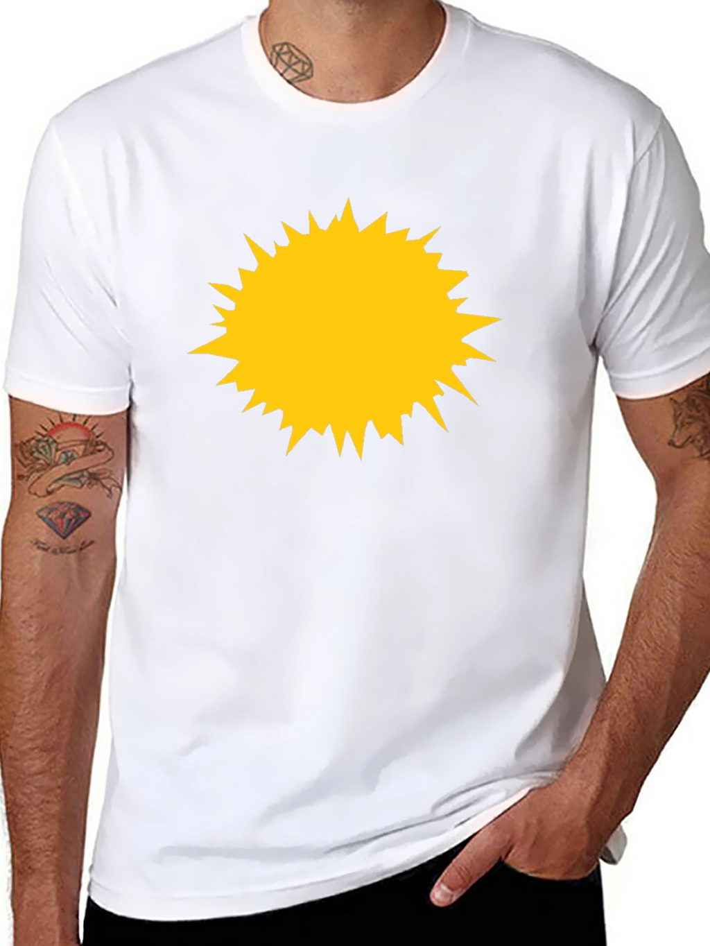 Black Tee with Yellow Starburst Design
