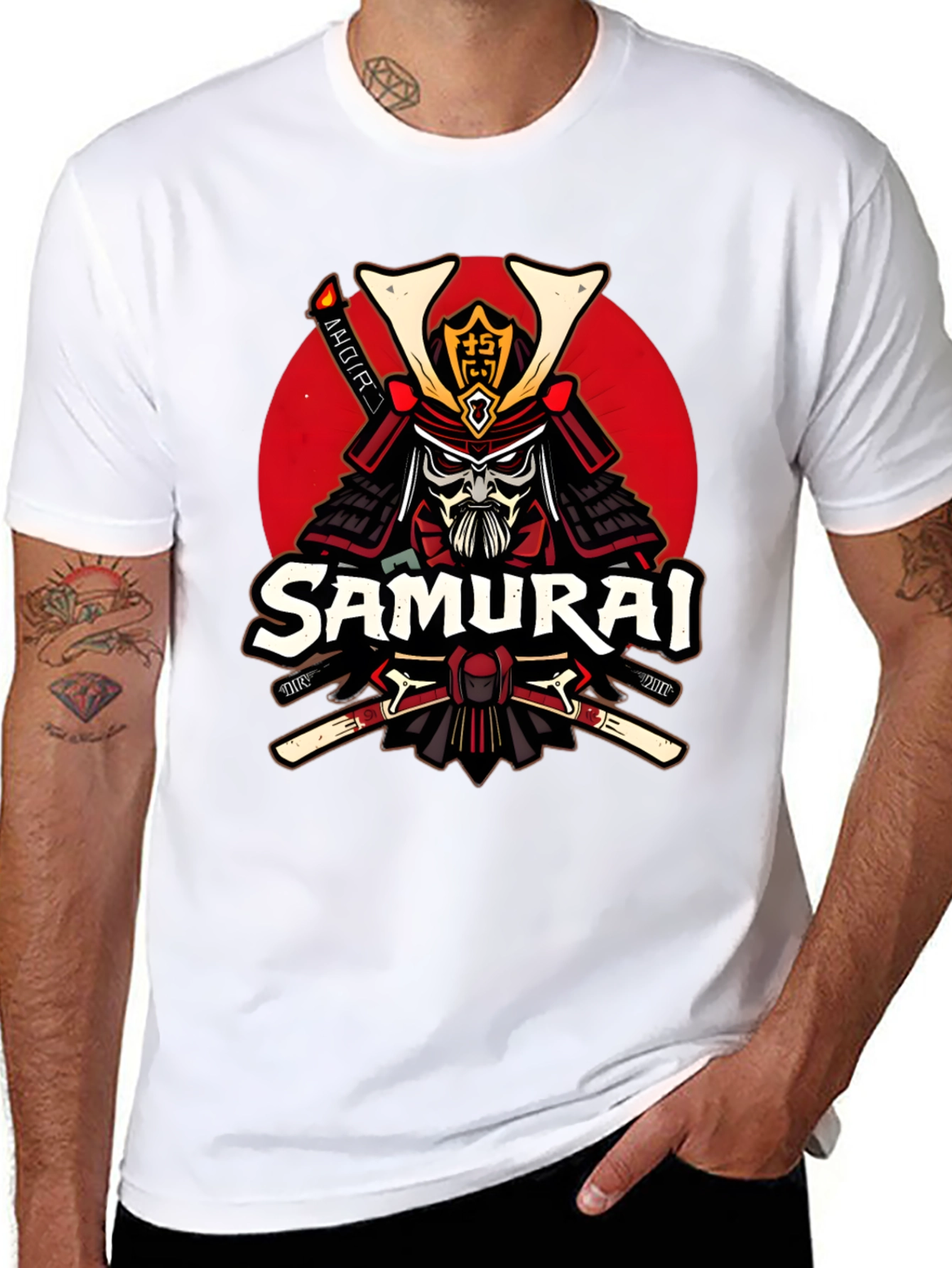 Samurai Warrior Graphic T-Shirt - Black