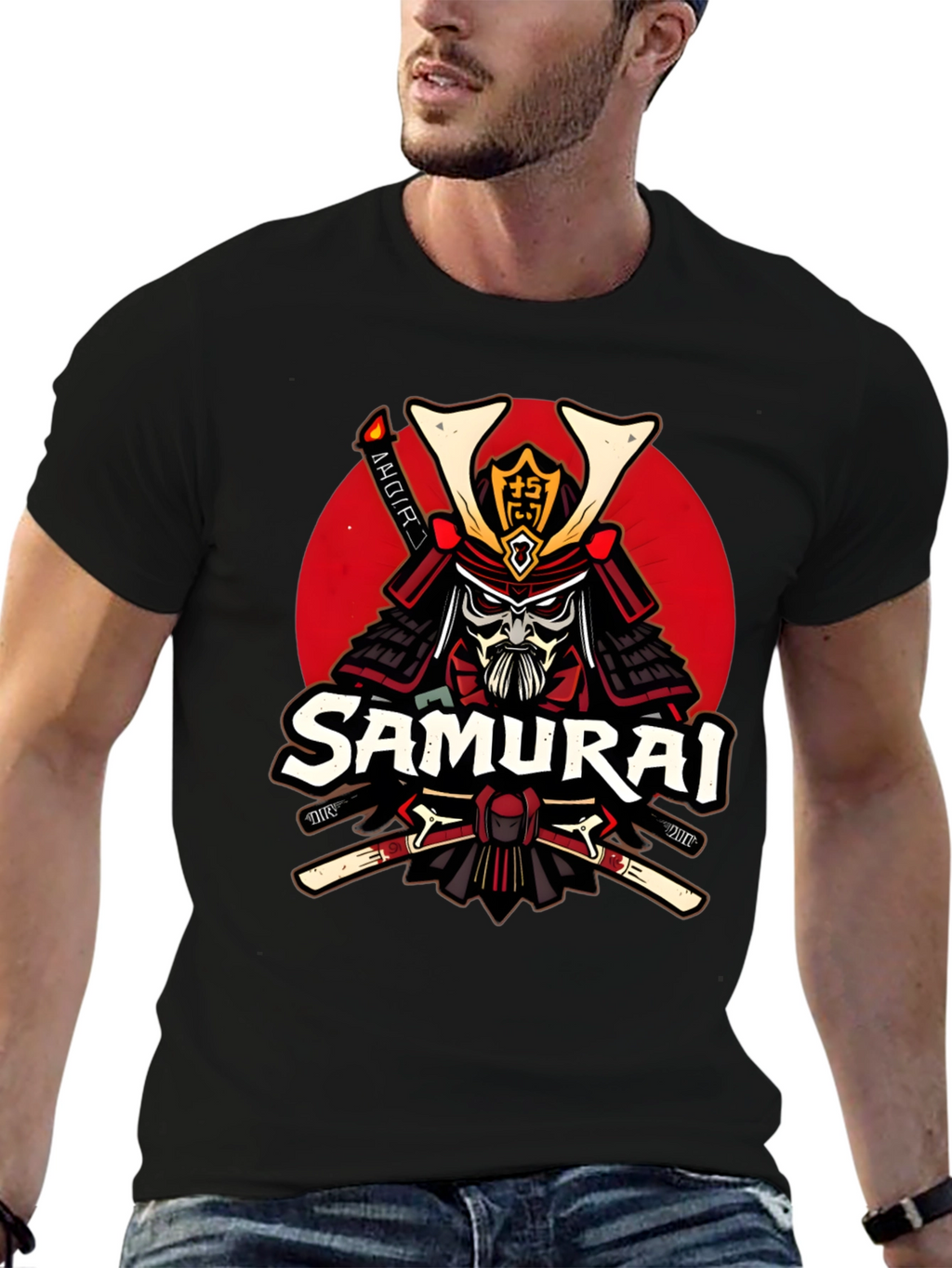 Samurai Warrior Graphic T-Shirt - Black