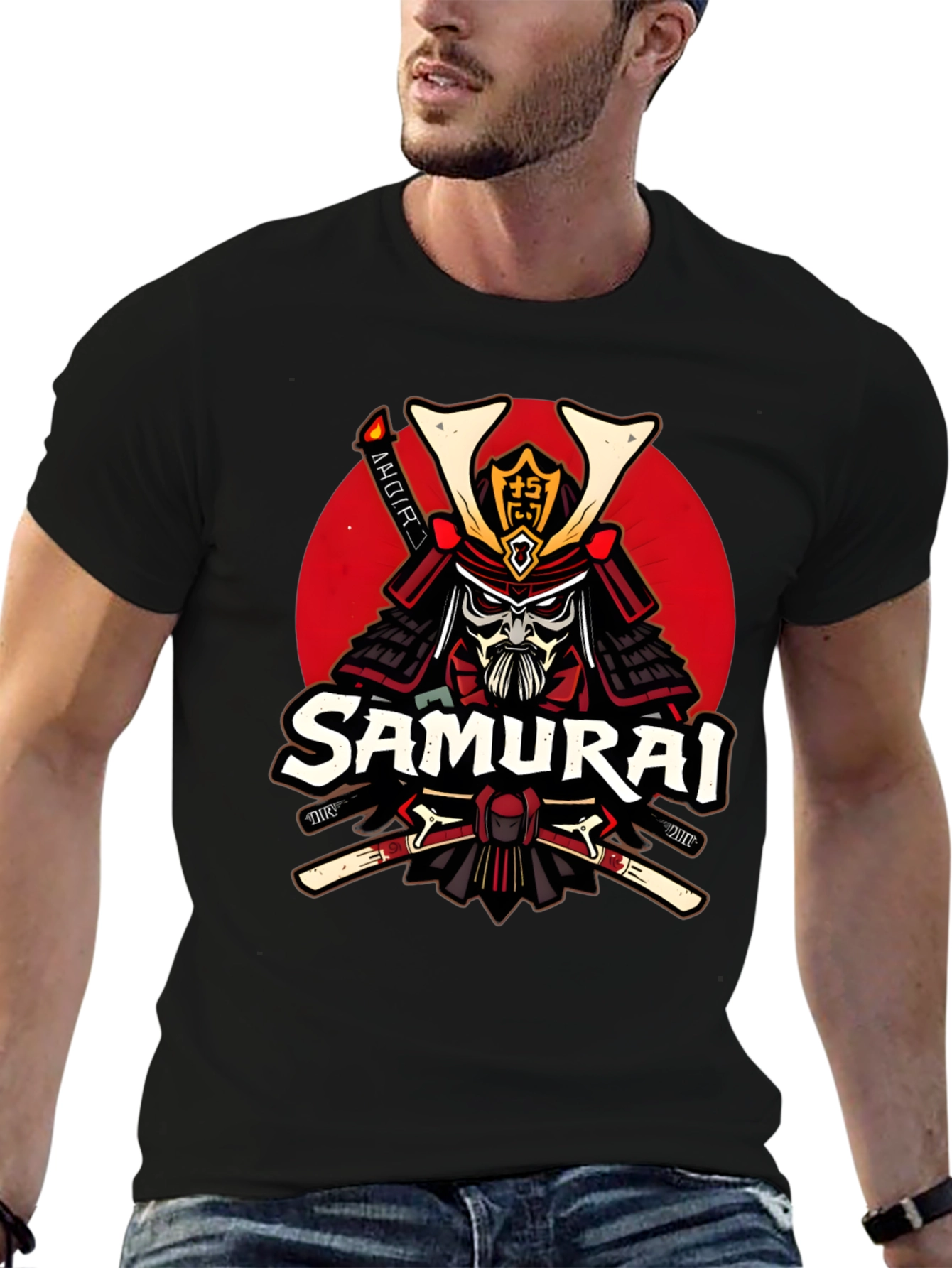 Samurai Warrior Graphic T-Shirt - Black
