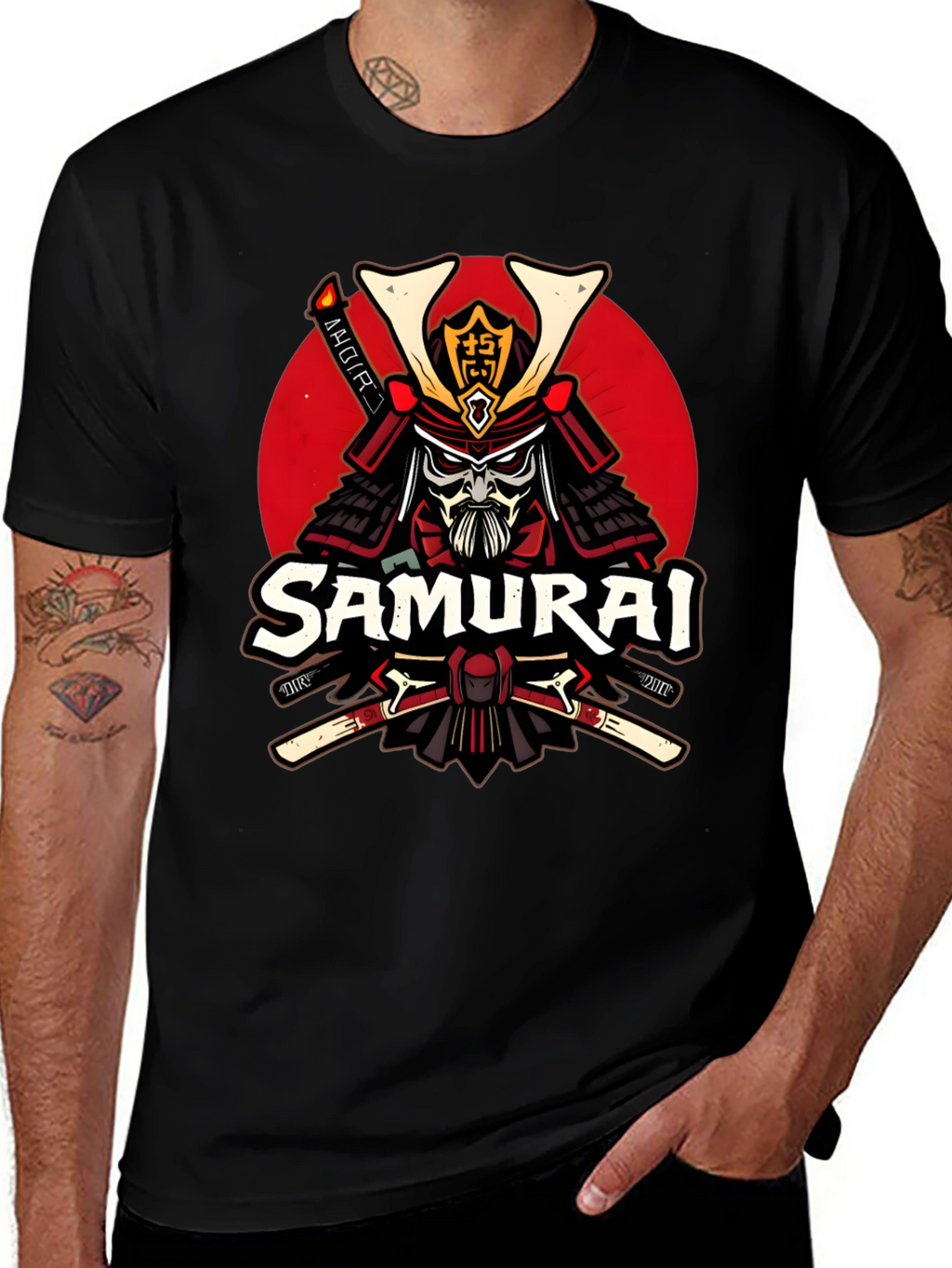 Samurai Warrior Graphic T-Shirt - Black