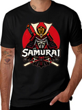 Samurai Warrior Graphic T-Shirt - Black