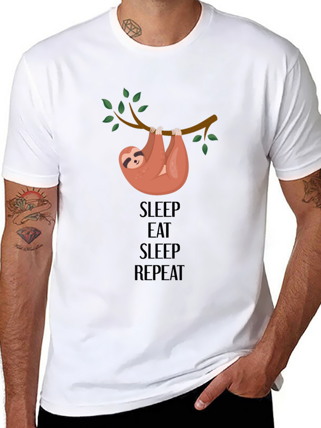 Sleep Eat Repeat Sloth Graphic Tee