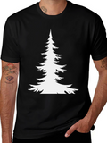 Evergreen Tree Graphic Tee - Black Cotton T-Shirt