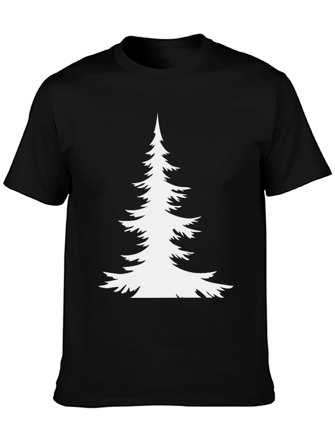 Evergreen Tree Graphic Tee - Black Cotton T-Shirt