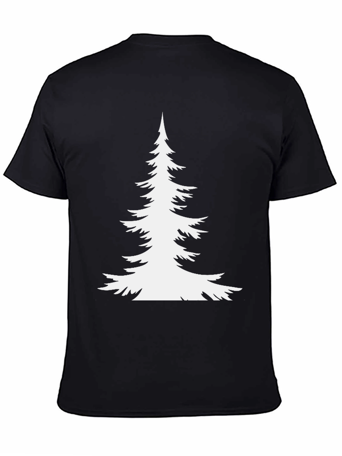 Evergreen Tree Graphic Tee - Black Cotton T-Shirt