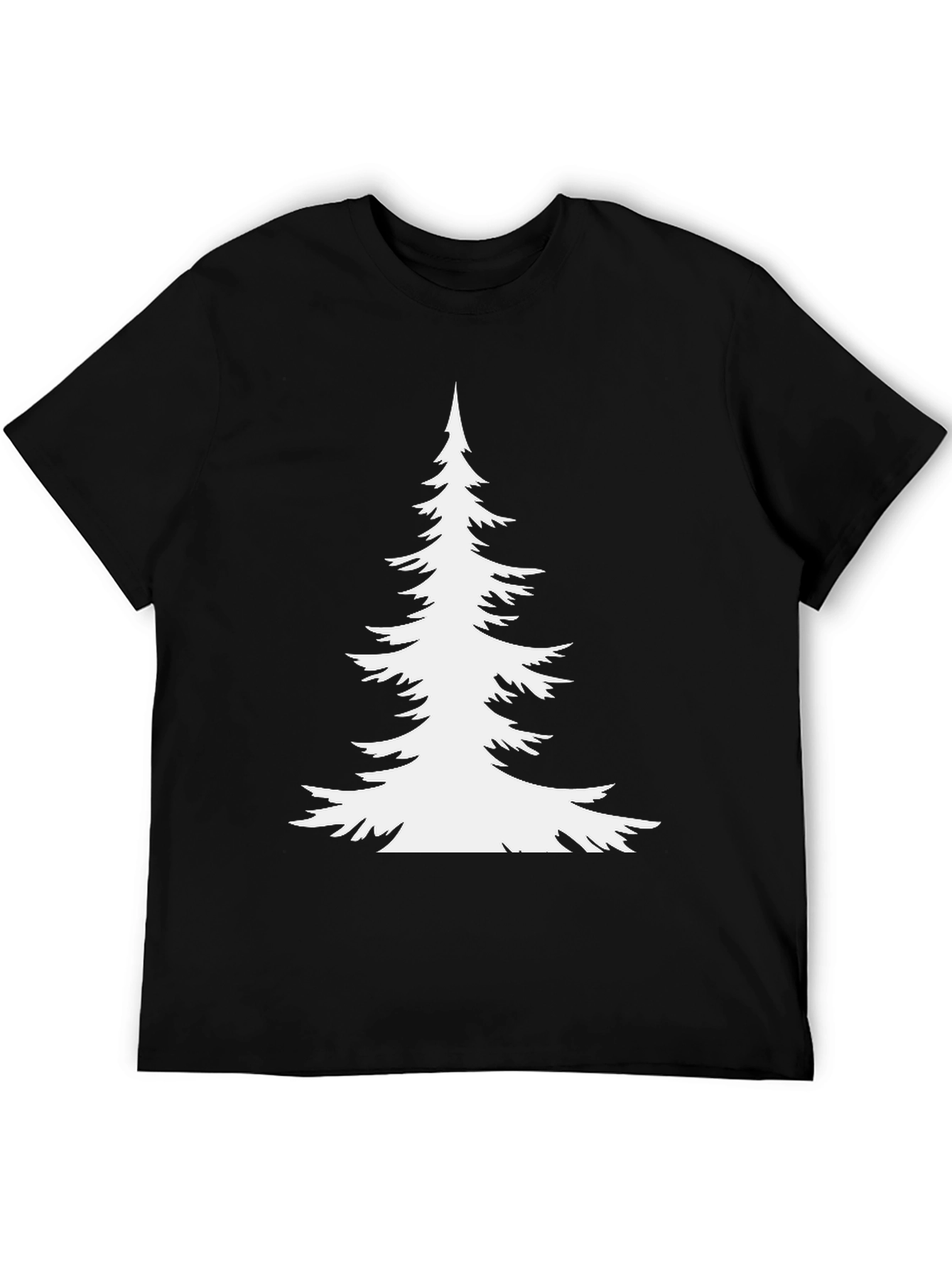 Evergreen Tree Graphic Tee - Black Cotton T-Shirt