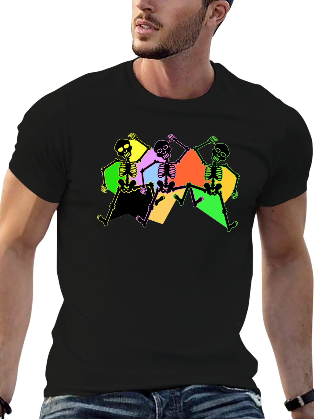 Dancing Skeletons Graphic Tee - Black