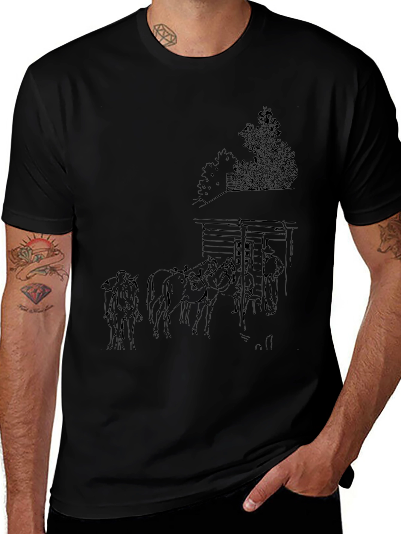 Vintage Black Sketch T-Shirt