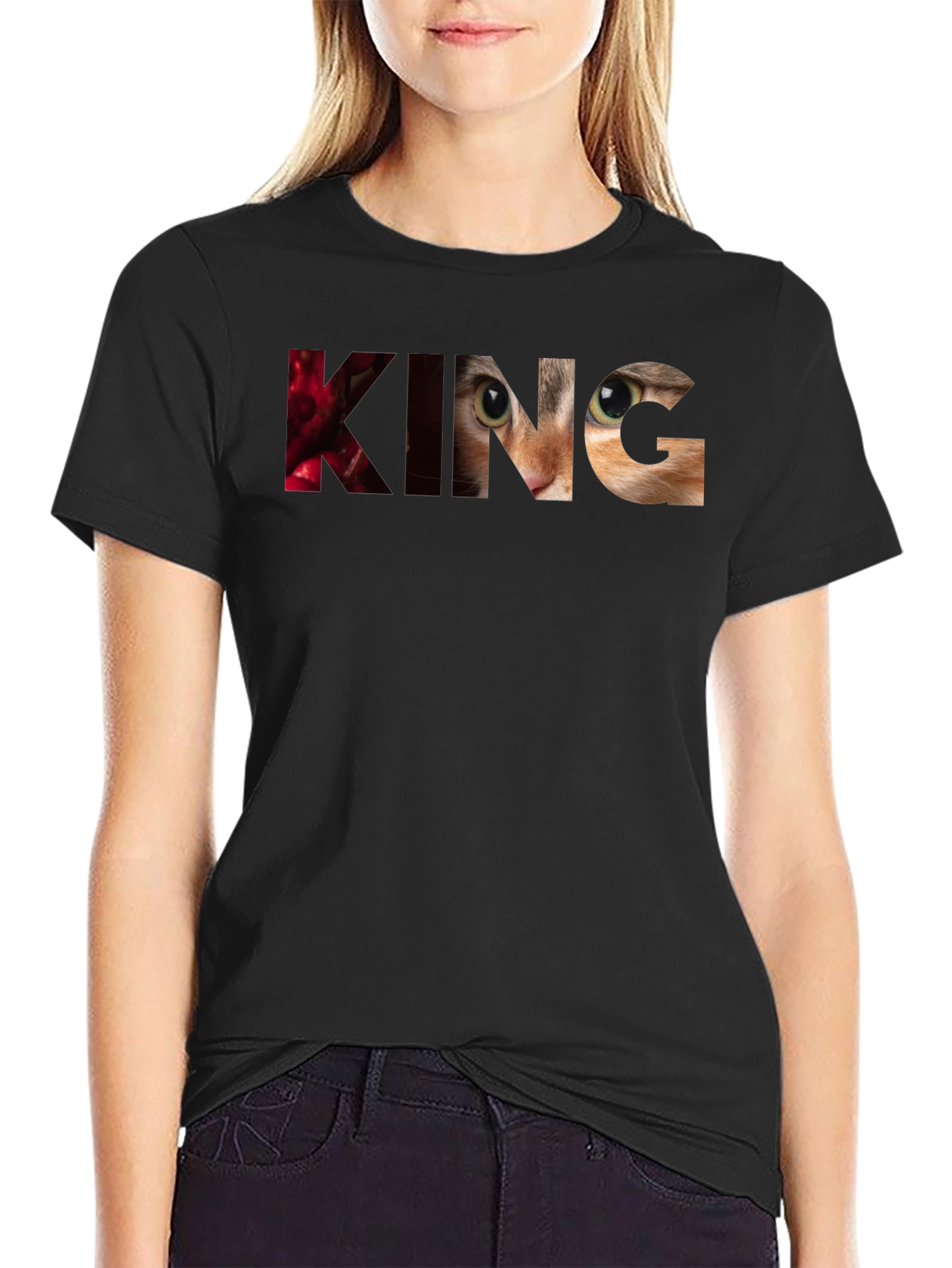 King Cat Graphic T-Shirt - Unique Design