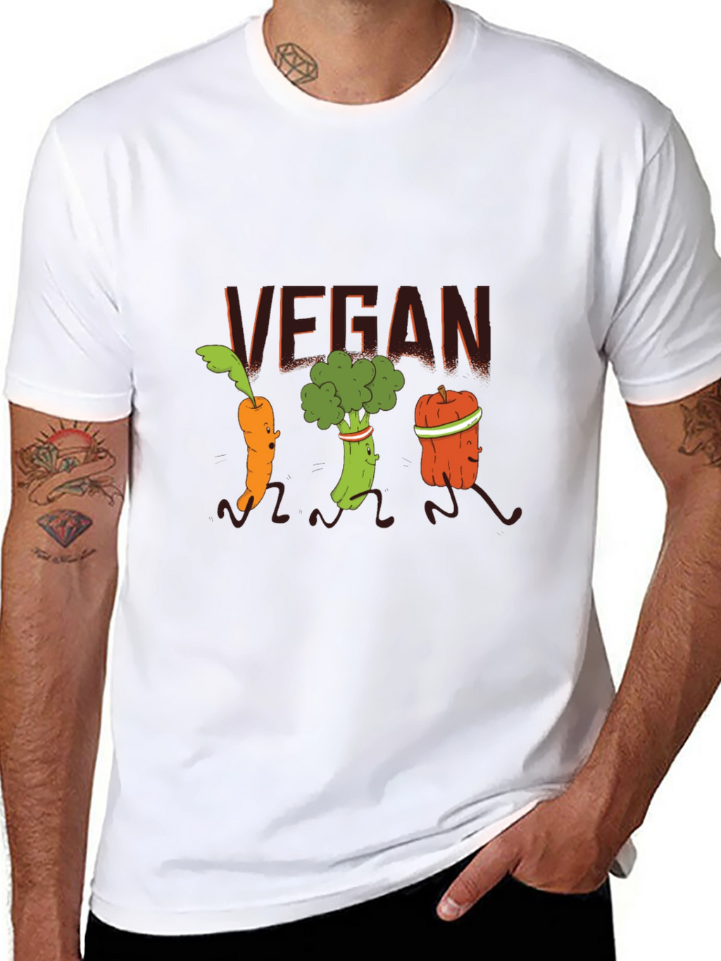 Vegan Running Vegetables Black T-Shirt