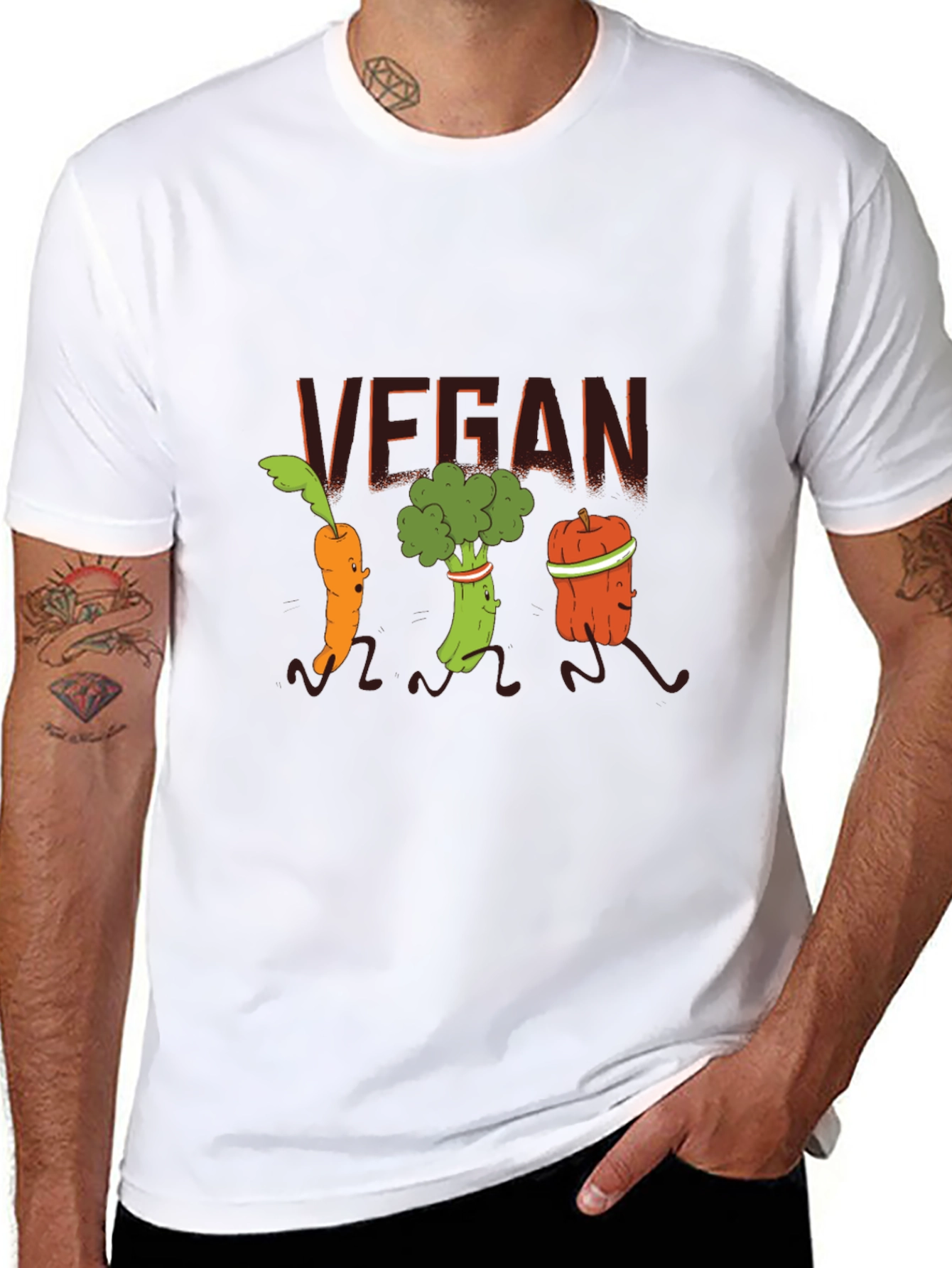 Vegan Running Vegetables Black T-Shirt