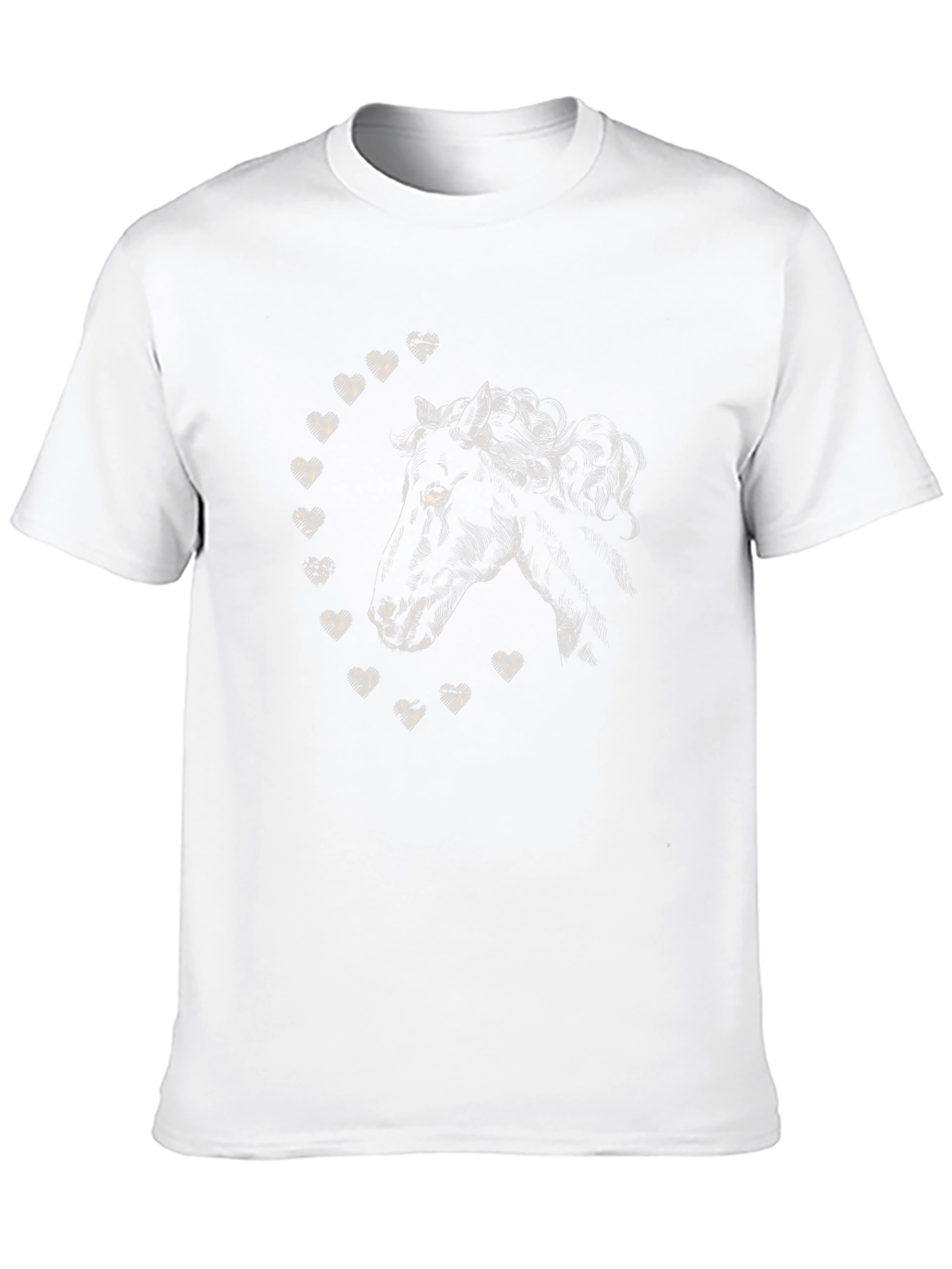 Horse & Hearts Graphic Tee - Soft Black Cotton Crew Neck