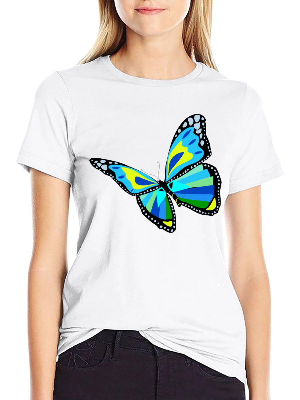 Butterfly Graphic Tee - Black Cotton T-Shirt