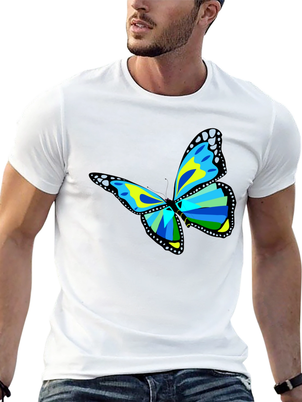 Butterfly Graphic Tee - Black Cotton T-Shirt