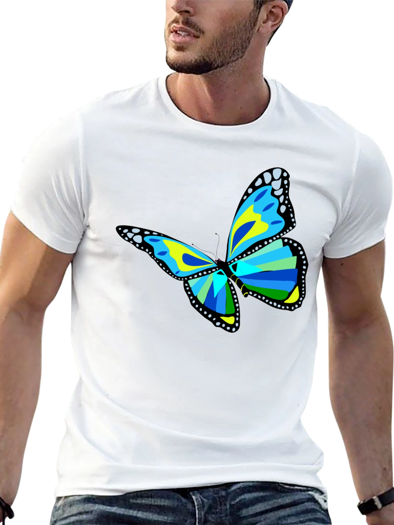 Butterfly Graphic Tee - Black Cotton T-Shirt