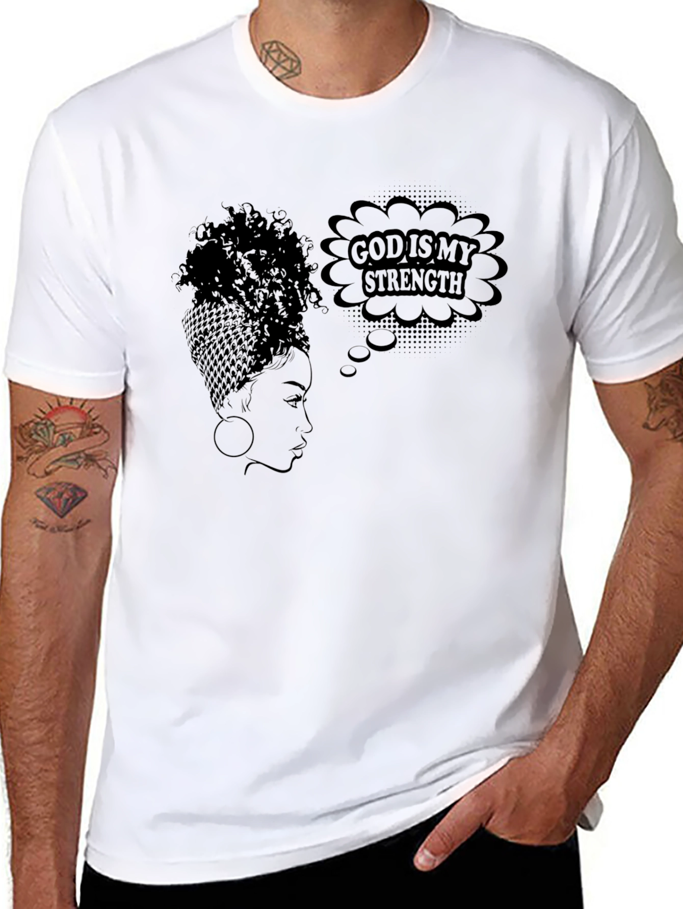 God is My Strength Black Graphic T-Shirt