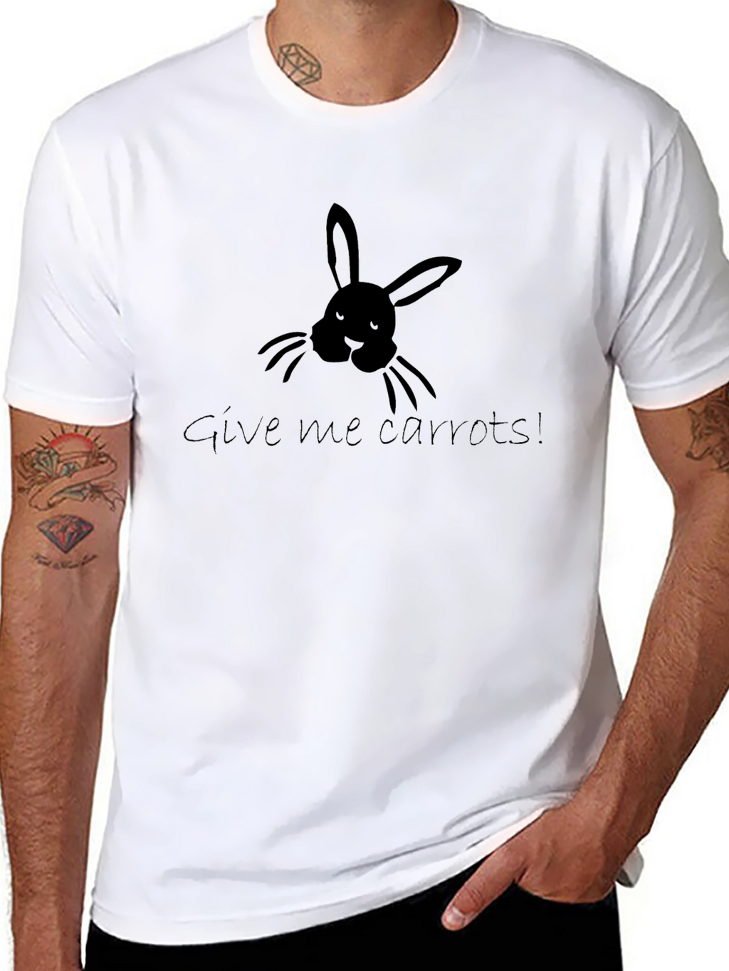Bunny Give me carrots! Black T-Shirt