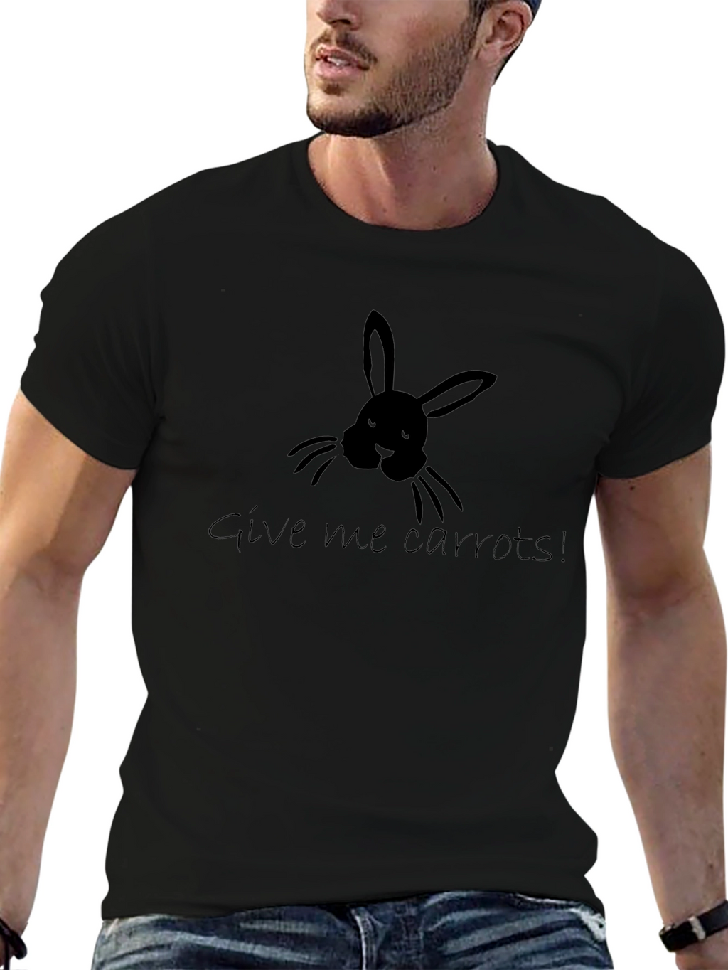 Bunny Give me carrots! Black T-Shirt