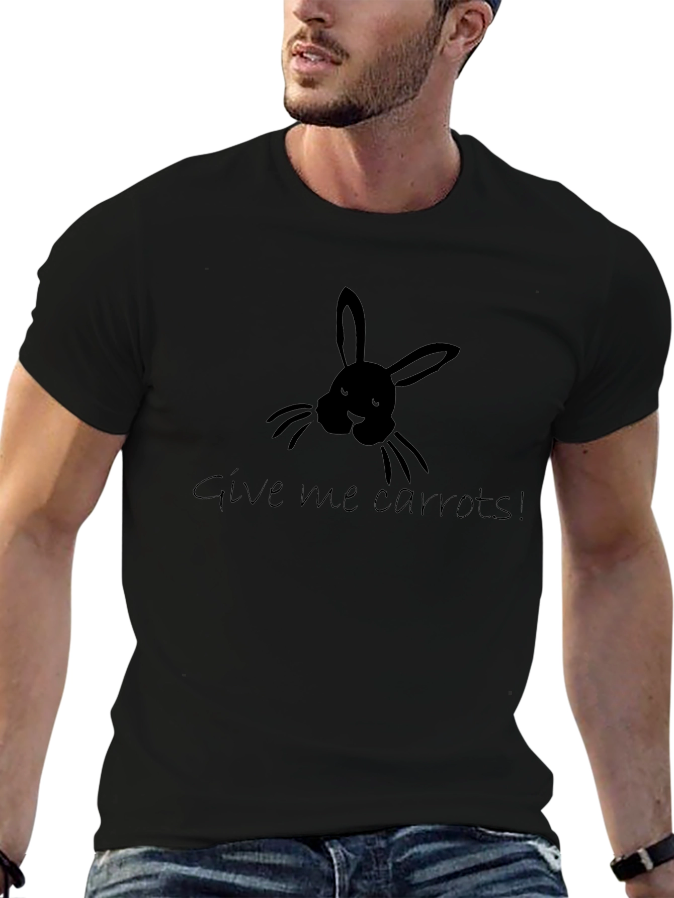 Bunny Give me carrots! Black T-Shirt