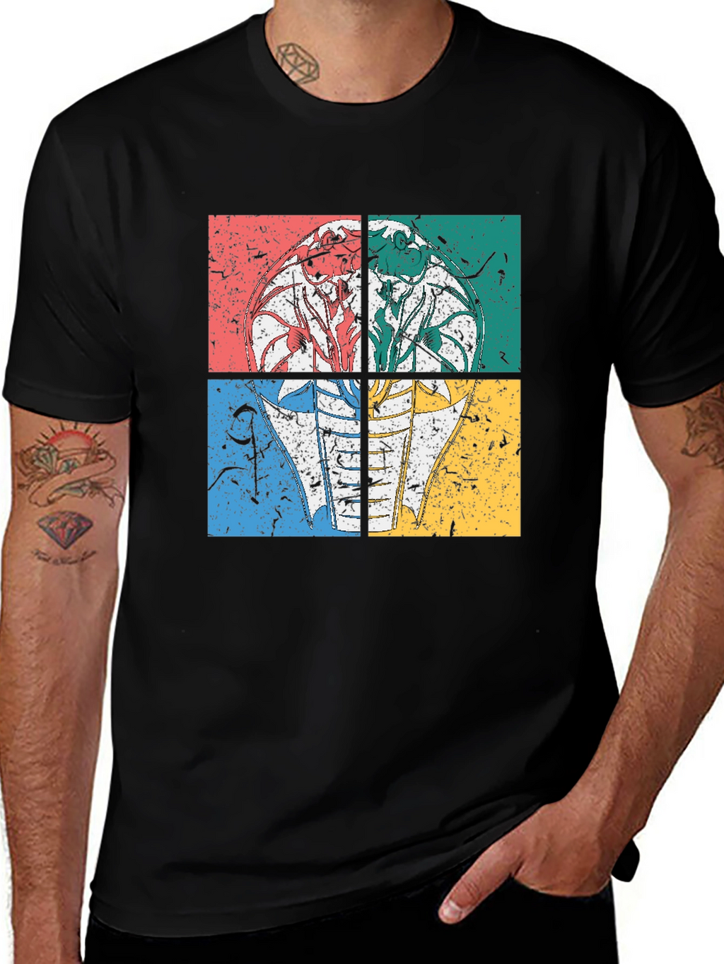 Retro Cobra Graphic Tee - Distressed Design