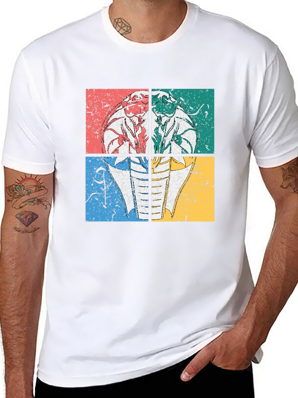 Retro Cobra Graphic Tee - Distressed Design